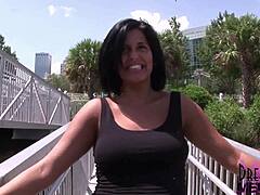 damn risky flashing my thick curvy latina tits n pussy outdoors... so hot!!