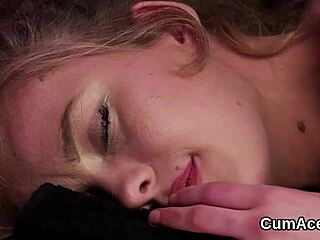 unusual hottie receives facial and eagerly eats all the cum