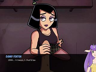 Goth cheerleader gives fierce handjob in Danny Phantom
