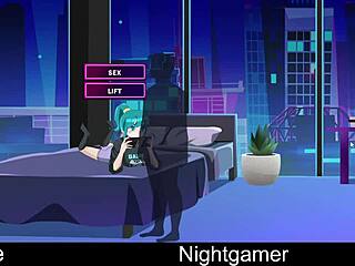 Cute friend in erotic anime hentai girlfriend scenario during nightgamer session