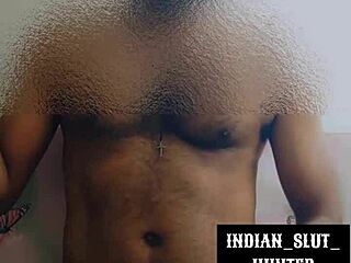 indian whore strokes big black cock for fans