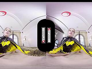 Batgirl cosplay slut fucks silly in VR goggles