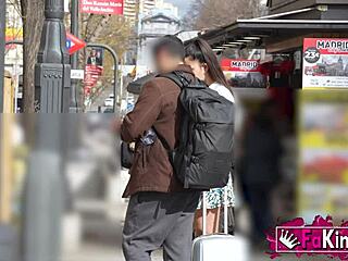 Hot Spanish Nuria Picks Up Guys for Street Fuck