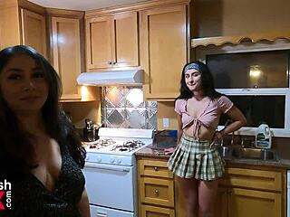 angeline red 19yo step daughter strips for interracial action