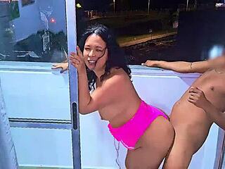 Latina slut feels humiliated fucking on medellin balcony
