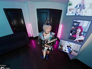 Asian Silver Wolf, suck that big cock hard in VR cosplay!