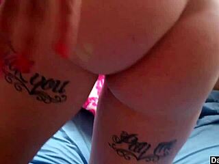 Chubby tattooed babe slaps and teases her big ass