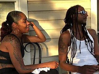 Curvy latina with glasses and tattoos squirts from rough big black cock creampie in wet ebony pussy