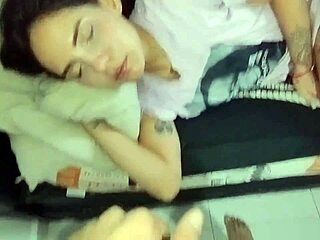 Colombian babysitter tempts with no panties in bed, leading to rough face fucking and creampie.