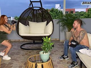 Hey, are you ready for horny redhead photographer Andrea Castro with big tits to ride you cowgirl style in Colombian action?