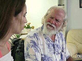 Oh Wow, This Beautiful Teen 18+ Gets So Wet and Turned On as the Old Man Pounds Her Tight Pussy Hard Then Cums Deep in Her Throat