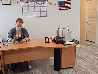 Overwhelmed With Passion As Big Ass Female Boss Lets Janitor Eat Her Wet Pussy